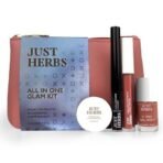 Just Herbs All in 1 Glam Kit Travel Frindly Gifting Pouch for Women (Lip & Cheeck Tint, Liquid Lipstick, Nail Paint, Eyeliner) - Fast UK Delivery