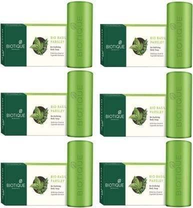 uk41zCfKpz0jL-1-1.jpg Biotique Basil And Parsley Revitalizing Body Soap, 150g (Pack of 6) - Fast UK Delivery - Image 1