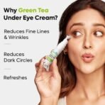 mCaffeine Green Tea Under Eye Cream to Reduce Fine Lines, Wrinkles & Dark Circles | 3% Caffeine, 1.5% Vit C & Peptides to Reduce Puffiness & Refresh Skin | Cooling Gel & Roller for Men & Women-15 ml - Fast UK Delivery - Image 3