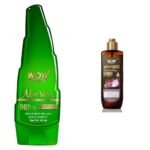 WOW Skin Science Aloe Vera Multipurpose Beauty Gel for Skin and Hair & WOW Skin Science Red Onion Black Seed Oil Shampoo with Red Onion Black Seed Extract - Fast UK Delivery