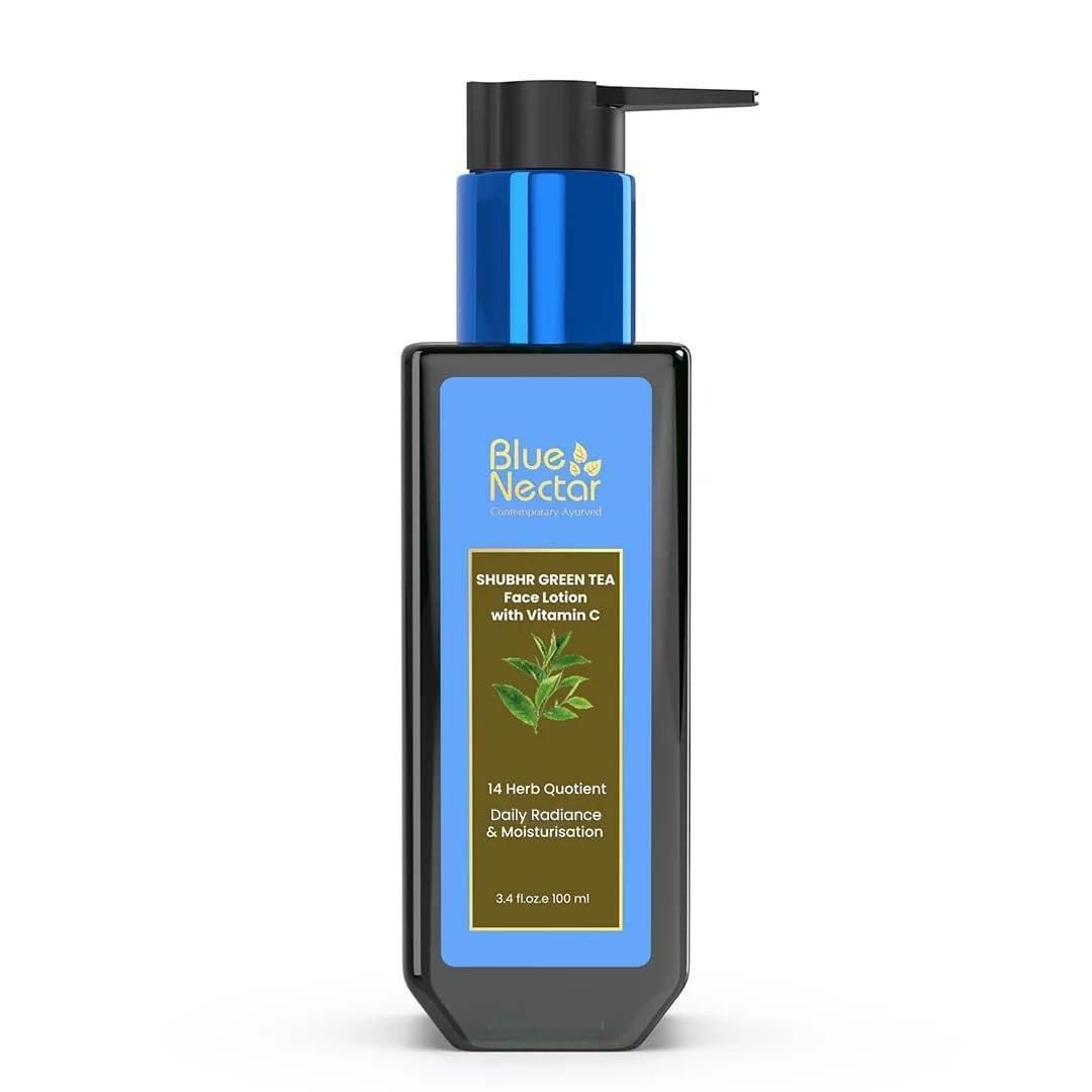 uk510b2WhcqcL-1.jpg Blue Nectar Green Tea Face Cream Moisturizer for Oily Skin and Acne Prone Skin with Hyaluronic Acid, Vitamin C, Rosehip for Women and Men (14 Ayurvedic Herbs, 100ml) - Fast UK Delivery - Image 1