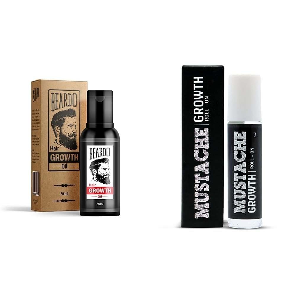 uk5119XYqnIlL-1-1.jpg Beardo Beard & Mustache Growth Combo | Mustache Growth Roll On 8ml & Beard n Hair Growth Oil 50ml (Set of 2) - Fast UK Delivery - Image 1