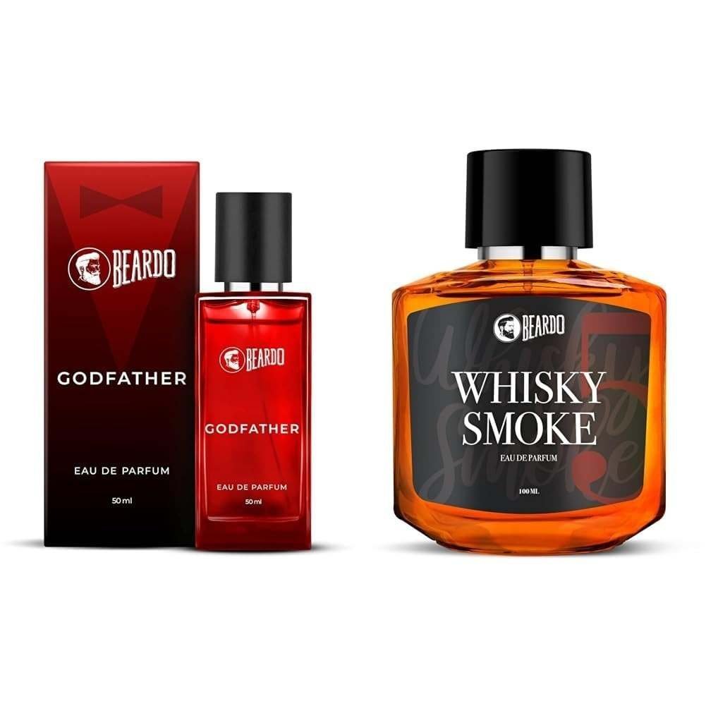 uk511OczURcpL-1-1.jpg BEARDO Godfather Sandalwood, Musk, Fruity, Mint Perfume For Men & Whisky Smoke Perfume Spray For Men, 100 Milliliters - Fast UK Delivery - Image 1