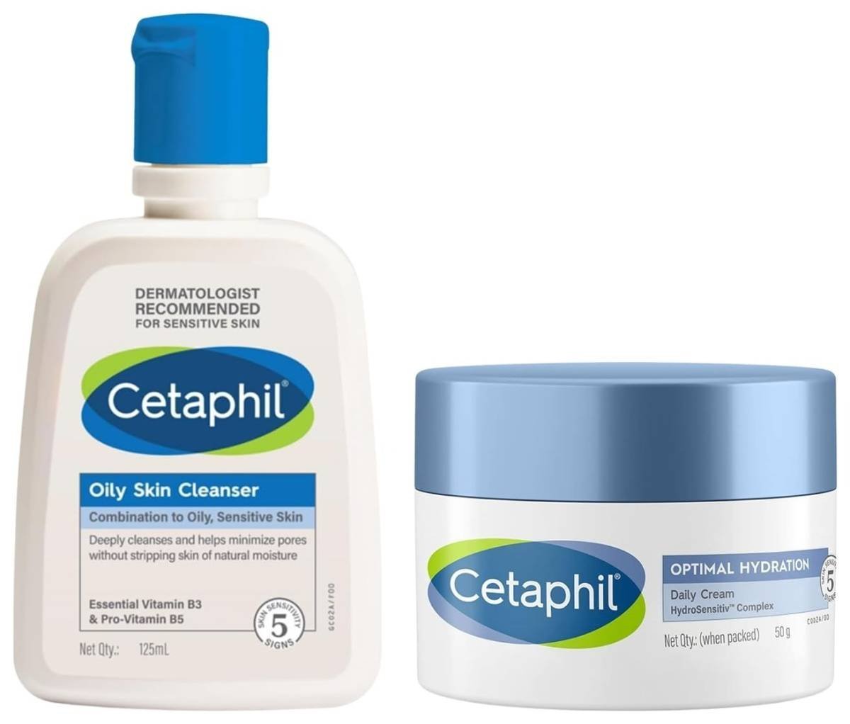uk511g-JGo8yL-1-1.jpg Cetaphil Oily Skin Cleanser Daily Oily Acne Prone Skin Gentle Foaming 125Ml Optimal Hydration Daily Cream 50g Lightweight Moisturizer & Fast Absorption Hyaluronic Acid Blue Daisy Extract Niacinamide - Fast UK Delivery - Image 1