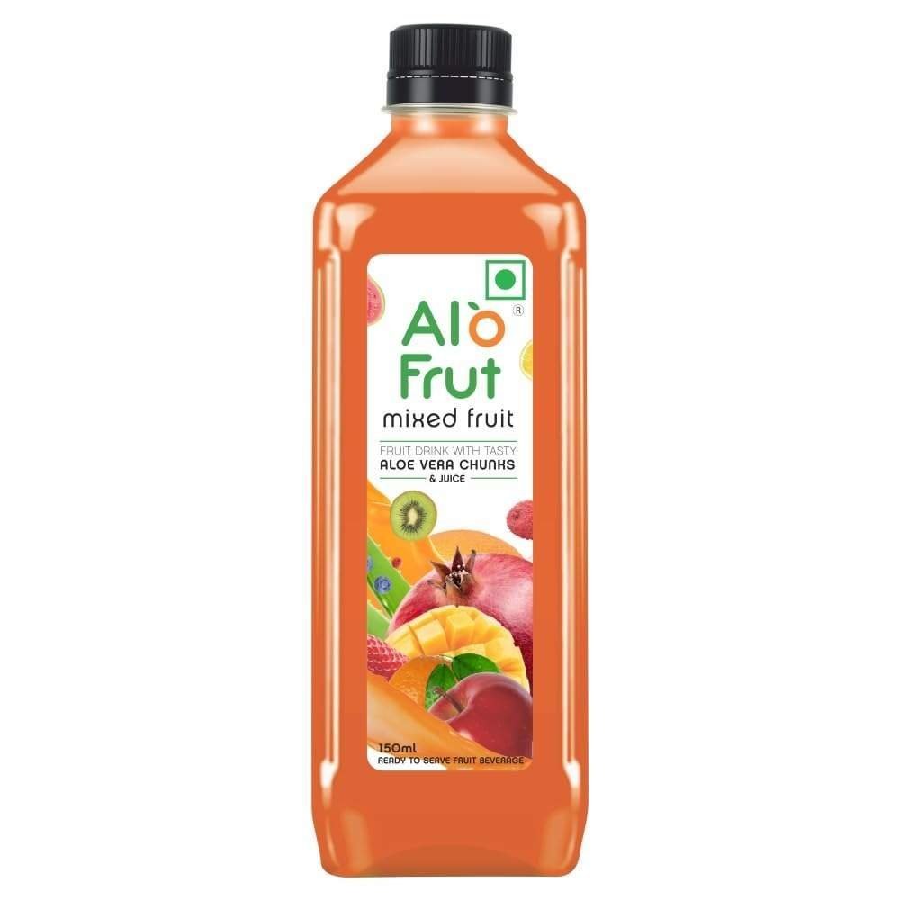 uk51256ZNOmuL-1-1.jpg Alo frut Mixed Fruit Drink with Tasty Aloevera Chunks & Juice | Goodness of Fruits and Aloevera | Ready-to-Serve Fruit - 150 ml (Pack of 30) - Fast UK Delivery - Image 1