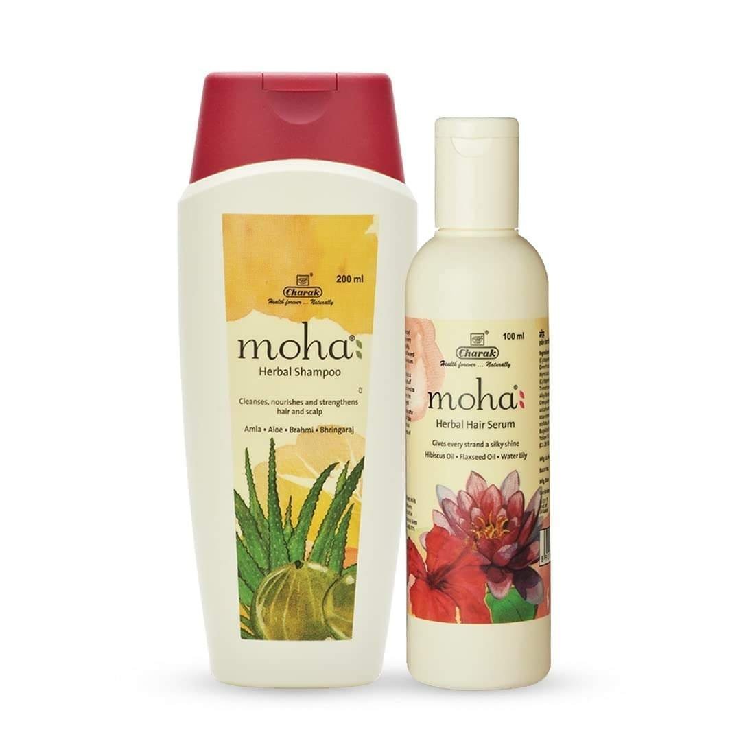 uk512BduQTFxL-1-1.jpg moha: Herbal Hair Shampoo | Mild Shampoo For All Hair Types 200 ml And Herbal Hair Serum For Men & Women 100 Ml | Non Sticky Hair Serum For Silky & Smooth Hair (Shampoo and Hair Serum Combo) - Fast UK Delivery - Image 1
