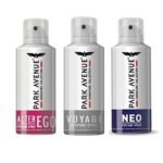 Park Avenue Unisex Signature Alter Ego, Voyage, Neo Body Deodorant Spray For Men, 100G/130Ml (Pack Of 3), 450 Milliliters - Fast UK Delivery