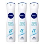 Nivea Deodorant Fresh Natural for Women, 150ml (Pack of 3, Spray) - Fast UK Delivery