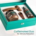mCaffeine Coffee De-Stress Gift Set for Women and Men With Coffee Body Scrub, Body Oil & Handcrafted Massager for Stress Relief | New Year Unisex Gift Kit | Valentine Present for Him Her for All Special Occasions | Birthday Anniversary Gift - Fast UK Delivery - Image 3