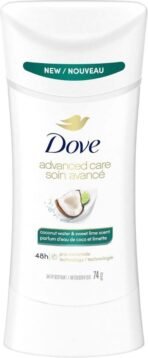 Dove Advanced Care Antiperspirant 48H Sweat and Odour Protection Coconut Water & Sweet Lime Scent with Pro-Ceramide Technology 74 g - Fast UK Delivery