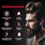 Beardo Style Cannon Hair Dryer | Powerful 1000W airflow | Thermo Protect Technology with 2 Tempreature Settings | Precise styling with special concentrator nozzle | Hair Dryer for men - Fast UK Delivery - Image 3