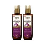 WOW Skin Science Onion Black Seed Hair Oil|WITH COMB APPLICATOR|Controls Hair Fall|NO Mineral Oil, Silicones, Cooking Oil & Synthetic Fragrance|200mL|Pack of 2 - Fast UK Delivery
