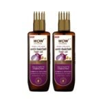WOW Skin Science Onion Black Seed Hair Oil|WITH COMB APPLICATOR|Controls Hair Fall|NO Mineral Oil, Silicones, Cooking Oil & Synthetic Fragrance|200mL|Pack of 2 - Fast UK Delivery