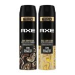 Axe Dark Temptation Men's Deodorant + Axe Gold Temptation Long Lasting Deodorant Bodyspray For Men, With An Irresistible Scent 215ml, Pack of 2 - Fast UK Delivery
