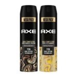 Axe Dark Temptation Men's Deodorant + Axe Gold Temptation Long Lasting Deodorant Bodyspray For Men, With An Irresistible Scent 215ml, Pack of 2 - Fast UK Delivery