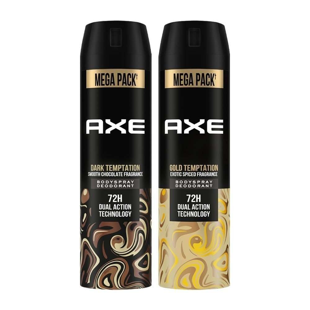 uk515PdO85-QL-1-1.jpg Axe Dark Temptation Men's Deodorant + Axe Gold Temptation Long Lasting Deodorant Bodyspray For Men, With An Irresistible Scent 215ml, Pack of 2 - Fast UK Delivery - Image 1