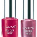 LAKME Color Crush Shimmery Finish Nailart, M5 Burgundy, 6 Ml & Lakme Color Crush Nail Art, C2, 6Ml - Fast UK Delivery