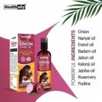 Healthally Khadi Onion Hair Oil Ayurvedic Hair Fall Control Oil for Men & Women, Hair Loss Breakage & Dandruff Control Onion Hair Oil | Chemicals Silicon Mineral Oil free Formula - 200ml - Fast UK Delivery - Image 6