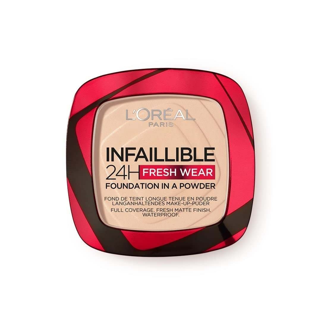 uk515pNQKTRBL-1-1.jpg L'Oreal Paris Infallible 24H Fresh Wear Foundation in a Powder, 20 Ivory, 9g, Waterproof, sweatproof & transferproof formulation, 24H long-lasting, unshakable foundation - Fast UK Delivery - Image 1