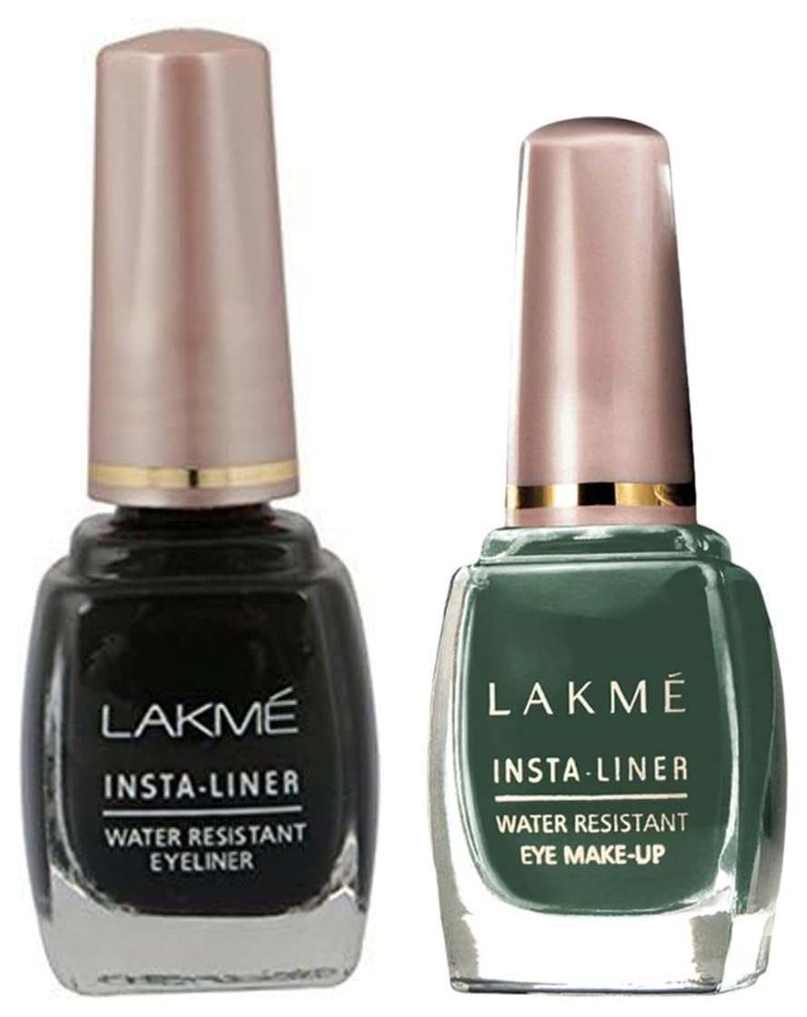 uk515z3DKknL-1.jpg LAKME Insta Liquid Eye Liner Matte Finish, Green, 9ml & Insta Eye Liner Matte Finish, Black, Water Resistant, Long-Lasting, 9ml - Fast UK Delivery - Image 1