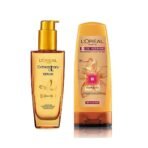 L'Oreal Paris Extraordinary Oil Hair Serum for Women and Men, 100 ml & L'Oreal Paris 6 Oil Nourish Conditioner, 175ml (With 10% Extra) - Fast UK Delivery