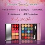 Hilary Rhoda The Book of Makeup | 20 Eyeshadows | 2 Highlighters | 2 Blushes | 2 Contours | 6 Cream Lip Glosses | Dual Ended Brush | Long Lasting | Blends Easily- 23.4g (Shade 2) - Fast UK Delivery - Image 6