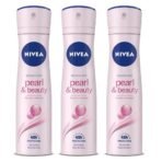 Nivea Deodorant Pearl and Beauty for Women, 150ml (Pack of 3, Spray) - Fast UK Delivery