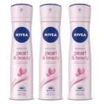 Nivea Deodorant Pearl and Beauty for Women, 150ml (Pack of 3, Spray) - Fast UK Delivery