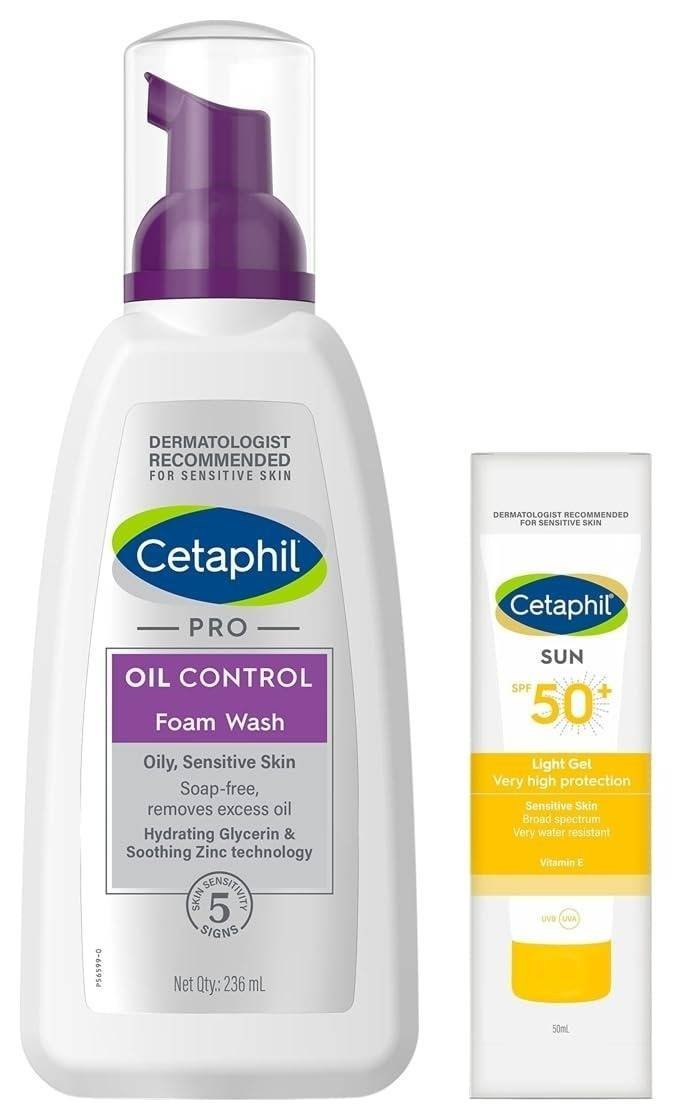 uk516s6-dJKcL-1-1.jpg Cetaphil PRO Oil Control Foam Face Wash for Acne & Oily Prone Skin 236ml Combination Skin Sun Spf 50 Sunscreen, Very High Protection Light Gel, Water Resistant, Vitamin E, 50 Ml, Pack Of 1 - Fast UK Delivery - Image 1