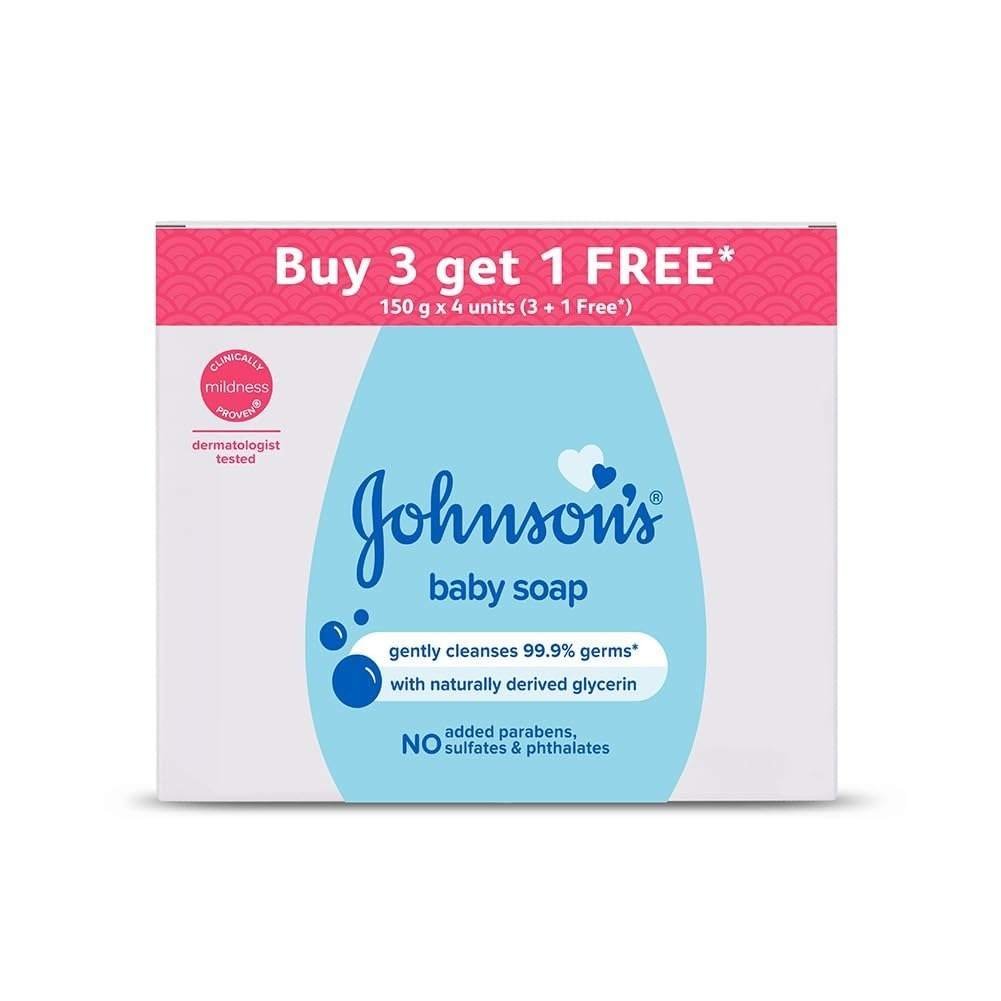 uk516uzZZu45L-1-1.jpg Johnson's Baby Soap For Bath Combo Offer Pack, 150g (Buy 3 Get 1 Free) - Fast UK Delivery - Image 1