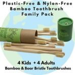 Gaia Guy Natural Bristle Bamboo Toothbrush Family Pack (NO Nylon - Boar Hair ONLY) - Totally Compostable & Biodegradable Boar Bristle and Bamboo Toothbrushes - Zero Waste - 4 Kids and 4 Adults - Fast UK Delivery - Image 3