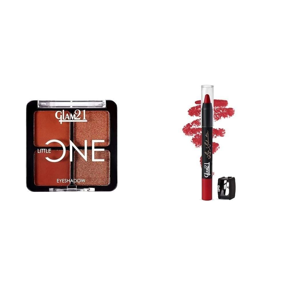uk516yRnG7XGL-1-1.jpg Glam 21 Little One 4-in-1 Eyeshadow Palette Ultra pigmented|Firework-03 Lip Seduction Non- Transfer Crayon Lipstick| Lightweight & Longlasting|Creamy Matte Formula - 2.8gm|Red Obsession|02 - Fast UK Delivery - Image 1
