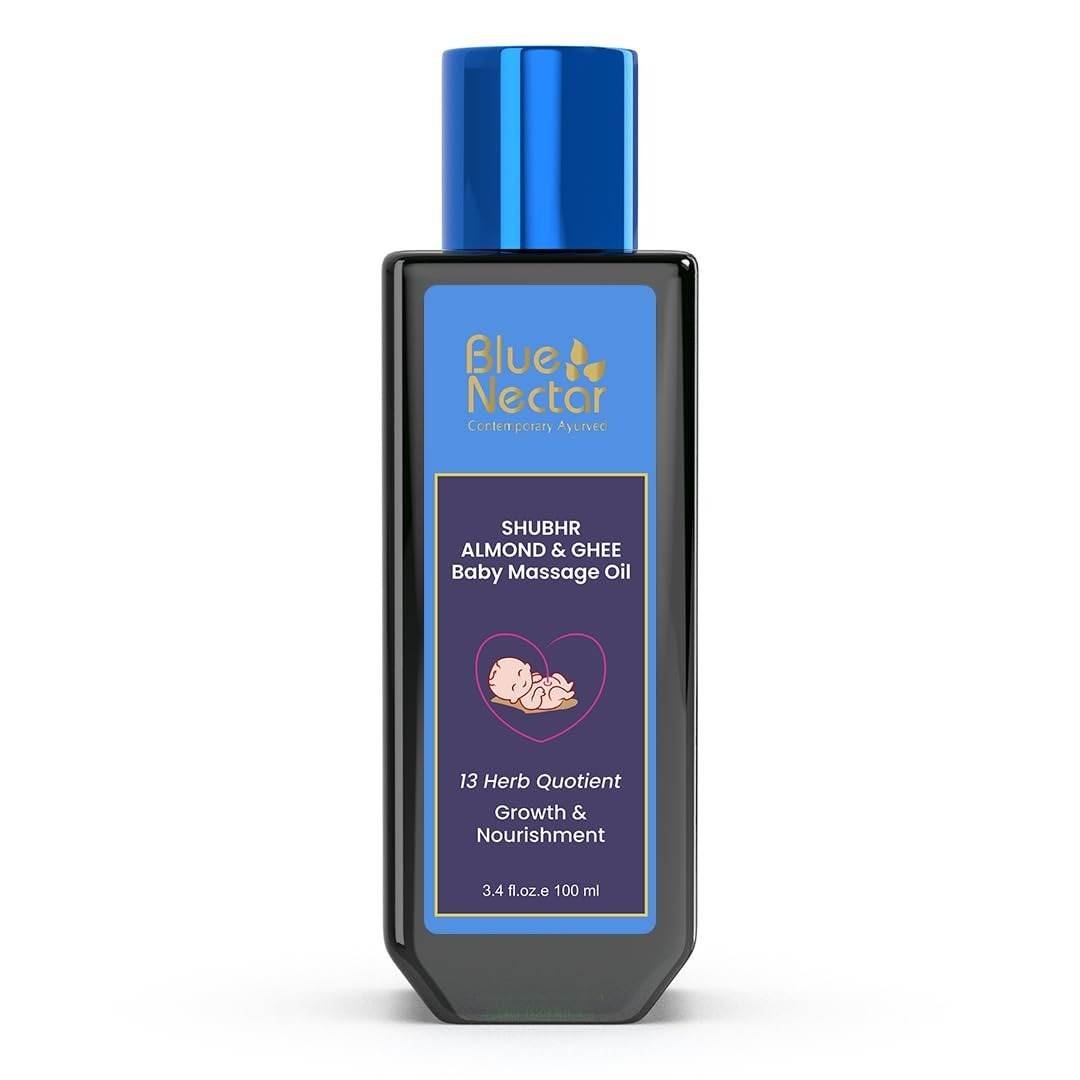 uk51710K5qOpL-1.jpg Blue Nectar Ayurvedic Baby Oil with Organic Ghee, 100% Natural Baby Massage Oil With Coconut Oil & Olive Oil | Dermatogically Tested (100ml) - Fast UK Delivery - Image 1