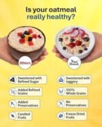 True Elements Whole Oatmeal 1kg | Overnight Oats | Breakfast Food | Healthy Diet | Oatmeal for breakfast | Oats with Chia Seeds, dryfruits and nuts | No added refined sugar | 68% Rolled Oats, Chikoo, Banana, Fig, Strawberry, Apple | 9.8g Protein - Fast UK Delivery - Image 6