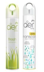 Godrej aer spray, Air Freshener for Home & Office - Fresh Lush Green & Monsoon Odour Refresh | Remove Damp Smell | Long-Lasting Fragrance | Pack of 2 (240 ml each) - Fast UK Delivery