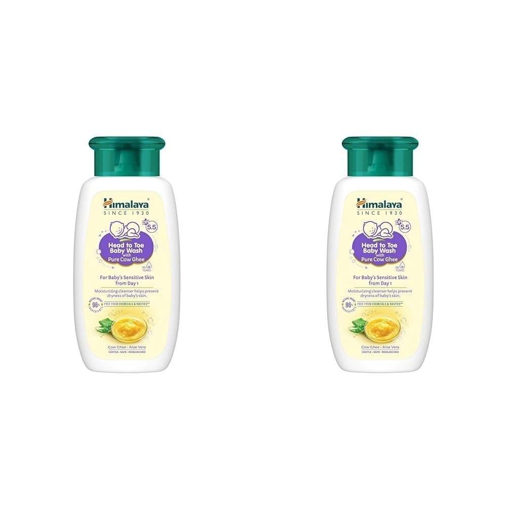 uk518oYXpdtL-1.jpg Himalaya Head to Toe Baby Wash with Pure Cow Ghee 100ml | ph 5.5 | Aloe vera | Soap free | Safe for newborns | For baby's sensitive skin from day 1 | No Parabens | No Phthalates | No Sulphates | Pediatrician evaluated - Fast UK Delivery - Image 1