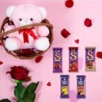 Cadbury Dairy Milk Silk Special Valentine's Gift Basket with Teddy Bear, 222 g - Fast UK Delivery - Image 4