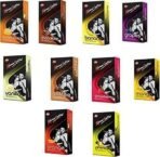 Kamasutra 10 different FLAVORED DOTTED CONDOM COMBO PACK (10 * 10=100PIS) Condom (Set of 10, 100S) - Fast UK Delivery
