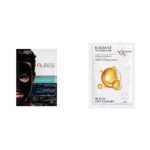 O3+ ALPHA MEN Energy White Charcoal Face Sheet Mask 30g with Charcoal & Hydrating Hyaluronic to Purify & Brighten Skin & O3+ Facialist Vitamin C Cellulose sheet Mask (30g) Combo - Fast UK Delivery