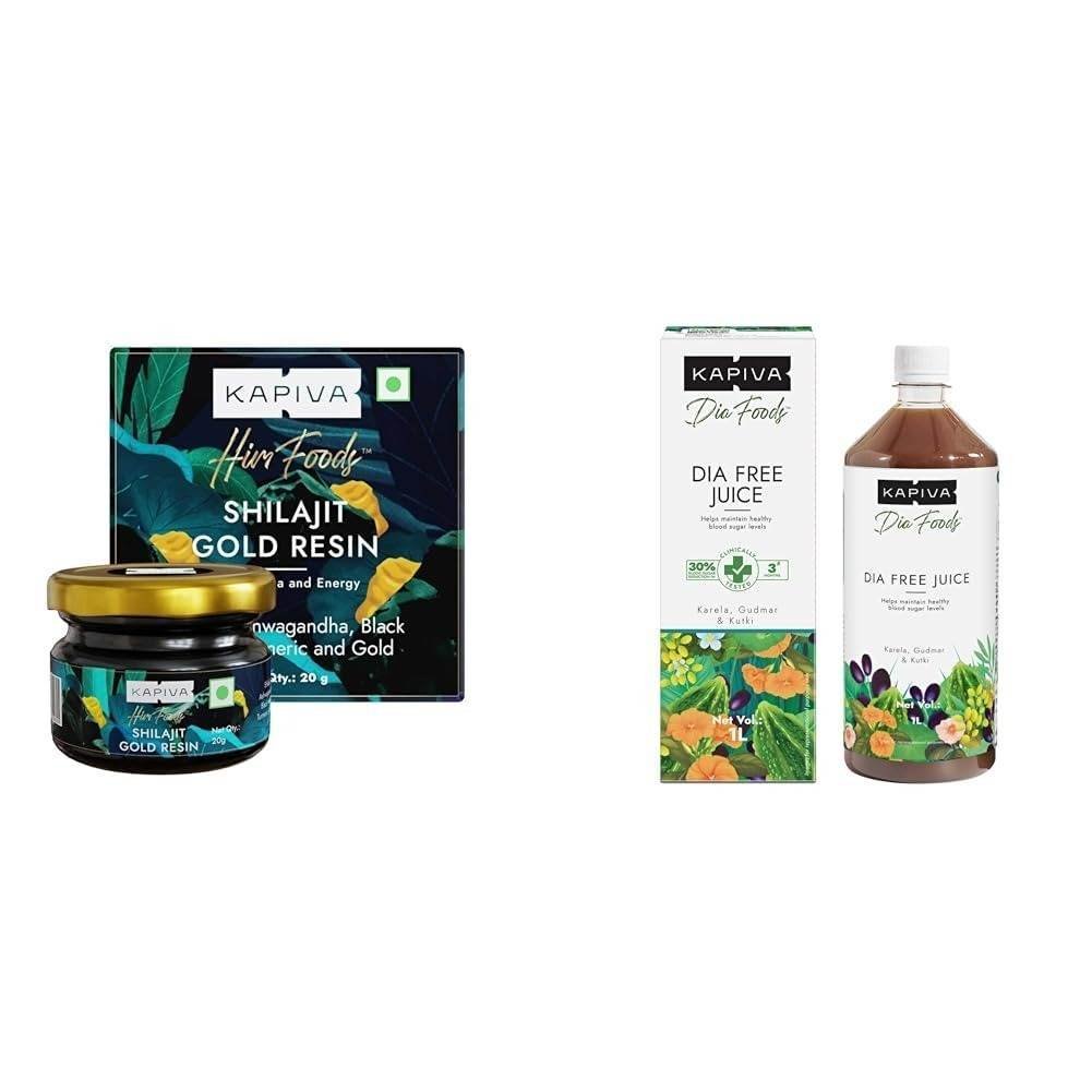 uk51AU6tLlJUL-1.jpg Kapiva Shilajit Gold Resin - 20g | Helps in boosting Stamina Contains 24 Carat Gold 100% Ayurvedic & Kapiva Dia Free Juice, 1L Clinically Proven Diabetes Care Amla, Karela, Jamun, Guduchi & 7 More - Fast UK Delivery - Image 1
