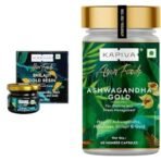 Kapiva Shilajit Gold Resin-20g Contains 24 Carat Gold 100% Ayurvedic & Kapiva Ashwagandha Gold Capsules, 183rd day harvested Potent Nagori Ashwagandha With Gold(60 Capsules) - Fast UK Delivery - Image 2