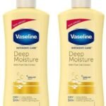 Vaseline Intensive Care Deep Moisture Nourishing Body Lotion 400 ml, Daily Moisturizer for Dry Skin, Gives Non-Greasy, Glowing Skin - For Men & Women (Pack of 2) - Fast UK Delivery
