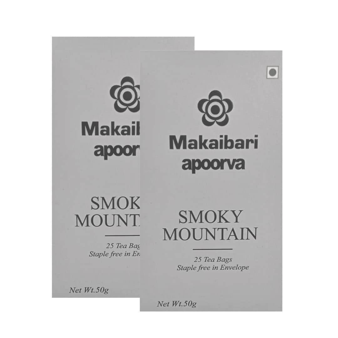 uk51BjDPXCAL-1.jpg Makaibari Smoky Mountain Teabags, Roasted Darjeeling Black Tea, 50 Pieces (25 TB x 2 Pack) | 100% Organic Darjeeling Long Leaf Tea | 50 Teabags - Fast UK Delivery - Image 1
