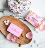moha: Rose and Almond Bath Soap Unisex Bathing Bar with the benefits of Rose oil Pomegranate extract Almond oil wheat germ oil for soft, nourished and youthful skin - 100gm (Pack of 6) - Fast UK Delivery - Image 6