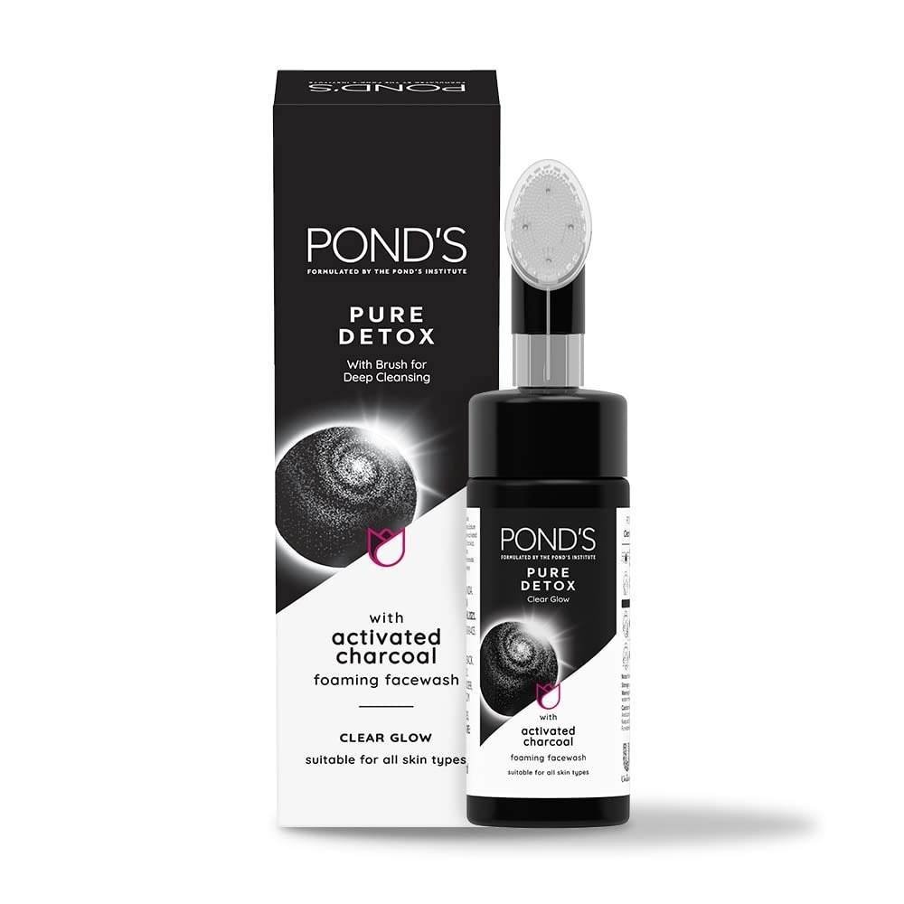 uk51C1fFOb-ML-1-1.jpg Pond's Pure Detox Foaming Brush Facewash for Clear Glow, Gentle Exfoliation, Deep Clean, All Skin Types, 150 ml - Fast UK Delivery - Image 1