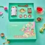 ISVARA Tea Gifts - Goddess Lakshmi Gift Set, The Herb Basket tea box, forest honey, Floral petite candles and Sheesham wood spoon - Fast UK Delivery - Image 4