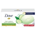 Dove Fresh Beauty Bar (pack of 6) 75g each for Hydrated Skin with Cucumber & Green Tea Leaves scent - Fast UK Delivery