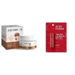 Just Herbs Skin Whitening Face Cream With SPF 30+ Saffron and White Lotus Radiance Booster Cream- 50g & Just Herbs Tinted Lip Balm 4 g (Cherry) Combo - Fast UK Delivery