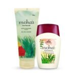 moha: Natural Aloe Vera Gel 200 gm And Herbal Shower Gel Soft Supple and Moisturised Skin 100 ml Combo Pack - Fast UK Delivery