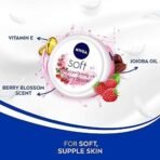 Nivea Soft Light Moisturizer Cream, Playful Peach, With Vitamin E & Jojoba Oil For Face,100 Ml & Nivea Soft Berry Blossom, Light Moisturizer For Face, Hand & Body,With Vitamin E & Jojoba Oil, 100ml - Fast UK Delivery - Image 5